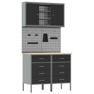 vidaXL Conjunto de Arm&aacute;rios de Trabalho com gaveta 5 unid. Preto