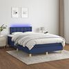 vidaXL Cama box spring c/ colch&atilde;o e LED 120x190 cm tecido azul