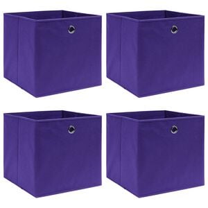 vidaXL Caixas de arruma&ccedil;&atilde;o 4 pcs 32x32x32 cm tecido roxo