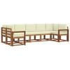 vidaXL Conjunto de Sof&aacute;s para Exterior 7 pcs Natural e Creme