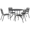 vidaXL Conj. cadeiras jardim encastrar 5pcs a&ccedil;o revestido p&oacute; antracite