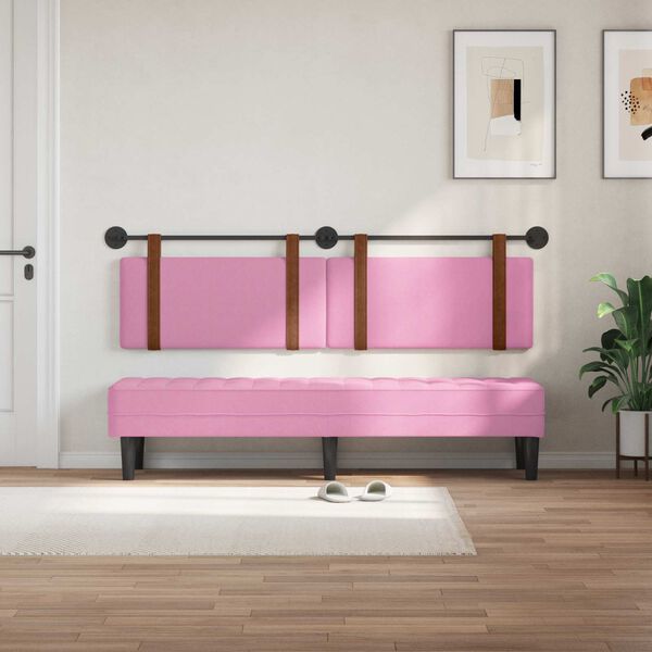 vidaXL Cabeceira Suspensa Liso Rosa 170 x 55 x 5 cm PU Antigo
