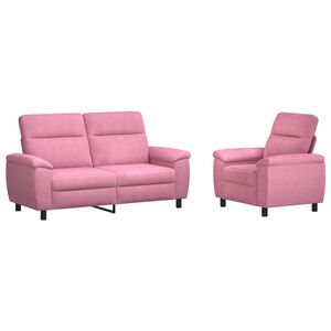 vidaXL Conjunto de Sof&aacute;s 2 pcs Rosa Tecido