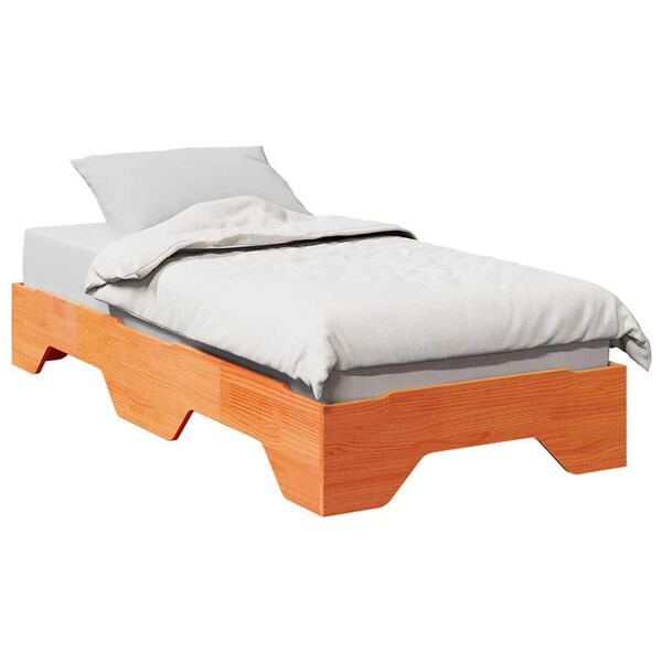 vidaXL Cama sem colch&atilde;o empilh&aacute;veis 100x200 cm madeira castanho-mel