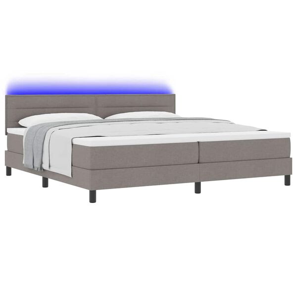 vidaXL Cama Box com colch&atilde;o Cinzento-acastanhado 200 x 200 cm tecido