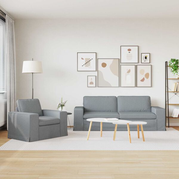 vidaXL Sof&aacute; 180cm 2 pcs Cinzento-claro Metal