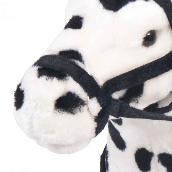 vidaXL Brinquedo de montar cavalo peluche preto e branco XXL