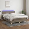 vidaXL Cama box spring colch&atilde;o/LED 140x200 cm tecido cinza-acastanhado
