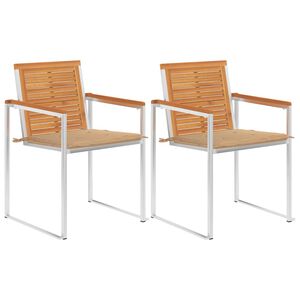 vidaXL Cadeiras de jardim com almofad&otilde;es 2 pcs ac&aacute;cia maci&ccedil;a e a&ccedil;o