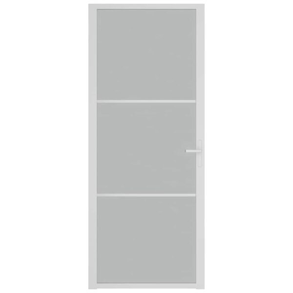 vidaXL Porta de interior 83x201,5 cm vidro e alum&iacute;nio branco mate