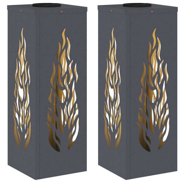 vidaXL Luz Solar LED de Caminho 2 pcs Antracite A&ccedil;o Laminado a Frio