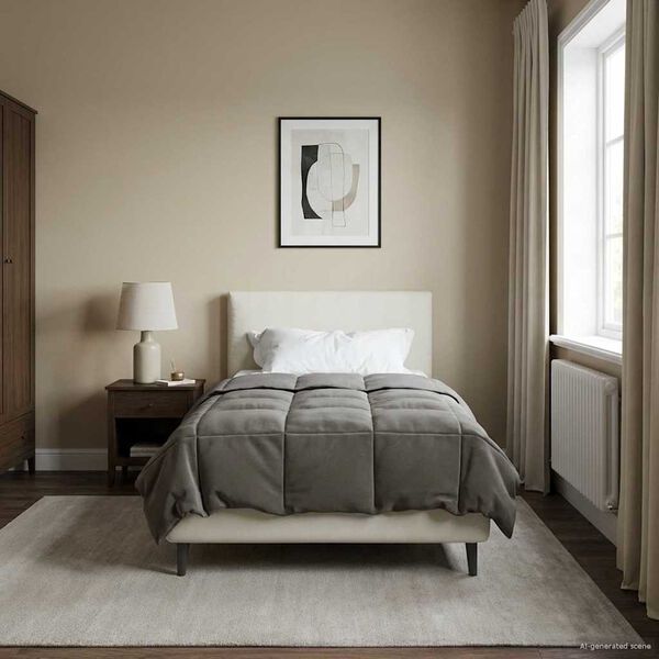 vidaXL Edredom de Ver&atilde;o Simples Cinzento-claro 140 x 220 cm Microfibra