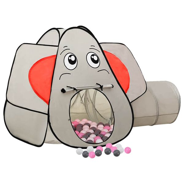 vidaXL Tenda de brincar elefante com 250 bolas 174x86x101 cm cinzento