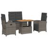 vidaXL 4 pcs conjunto de jantar p/ jardim c/ almofad&otilde;es vime PE cinza