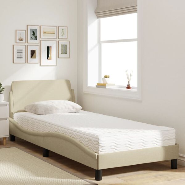 vidaXL Cama com colch&atilde;o Dover 80x200 cm tecido cor creme