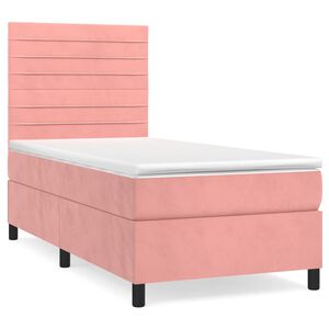 vidaXL Cama com molas/colch&atilde;o 100x200 cm veludo rosa