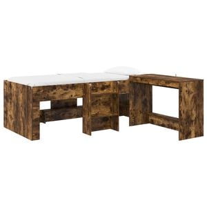 vidaXL Estrutura de Cama com Mesa 2 unid. Carvalho Fumado