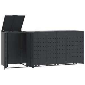 vidaXL Abrigo para 4 caixotes do lixo 276x79x117 cm a&ccedil;o antracite