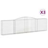 vidaXL Cestos gabião arqueados 3pcs 400x30x100/120cm ferro galvanizado