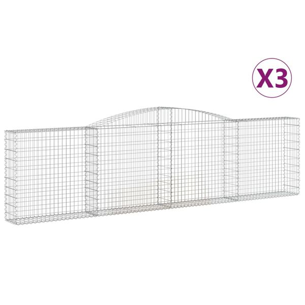 vidaXL Cestos gabião arqueados 3pcs 400x30x100/120cm ferro galvanizado