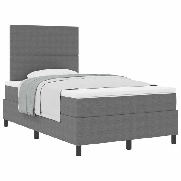 vidaXL Cama Box Manual Cinza Claro e Branco 193 x 120 x 128 cm
