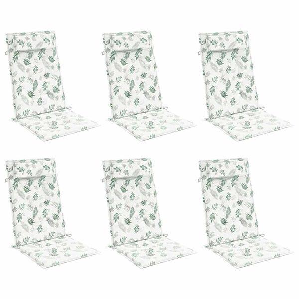 vidaXL Almofadões p/ cadeira encosto alto 6 pcs tecido oxford folhas