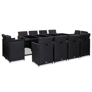 vidaXL 9 pcs conjunto de jantar p/ jardim com almofad&otilde;es vime PE bege