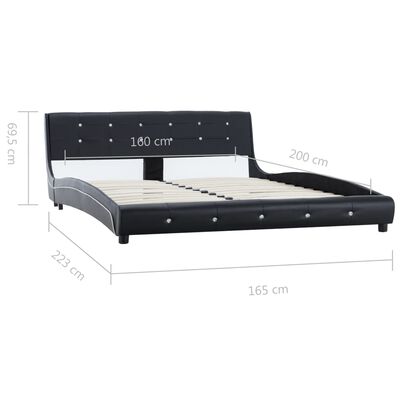 vidaXL Estrutura de cama 160x200 cm couro artificial preto