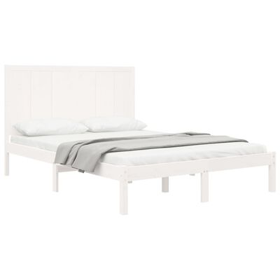 vidaXL Estrutura de cama 140x200 cm madeira de pinho maciça branco