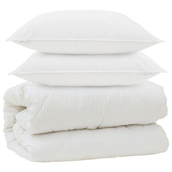 vidaXL Duvet com Travesseiros com travesseiro 3 pcs Branco Microfibra