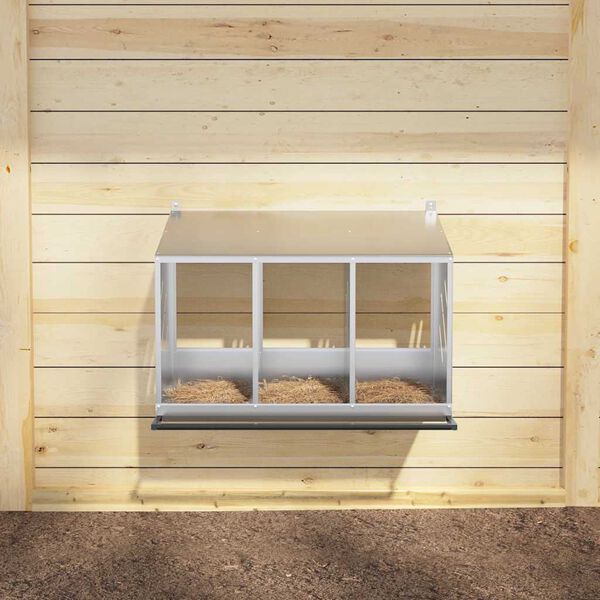 vidaXL Caixa de nidifica&ccedil;&atilde;o para galinhas com 3 compartimentos metal