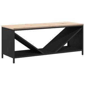 vidaXL Suporte para lenha com tampo de madeira 100,5x35,5x40 cm preto