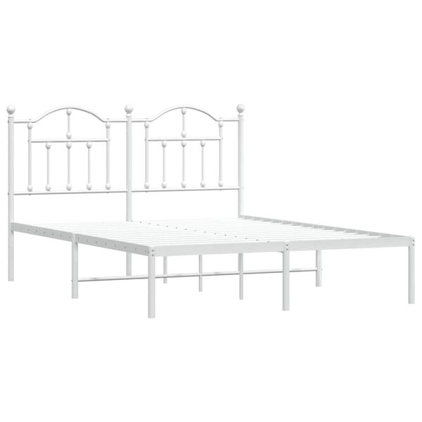 vidaXL Estrutura de cama com cabeceira 140x190 cm metal branco