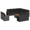 vidaXL 12 pcs conjunto de sof&aacute;s de jardim c/ almofad&otilde;es vime PE preto