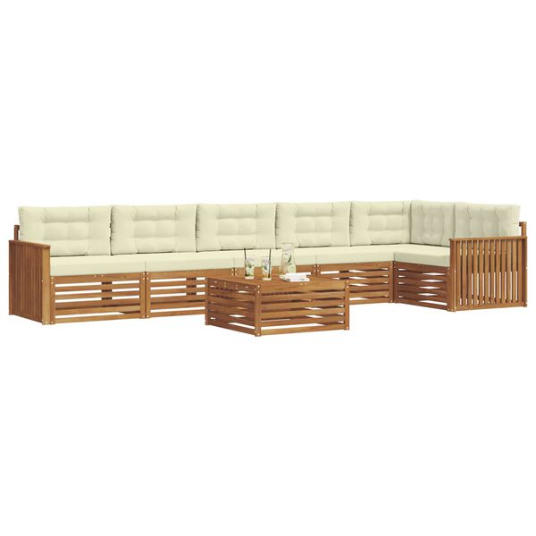 vidaXL Conjunto de Sof&aacute;s para Exterior 7 pcs Natural e Creme