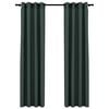 vidaXL Cortinas opacas aspeto linho c/ ilh&oacute;s 2 pcs 140x225 cm verde