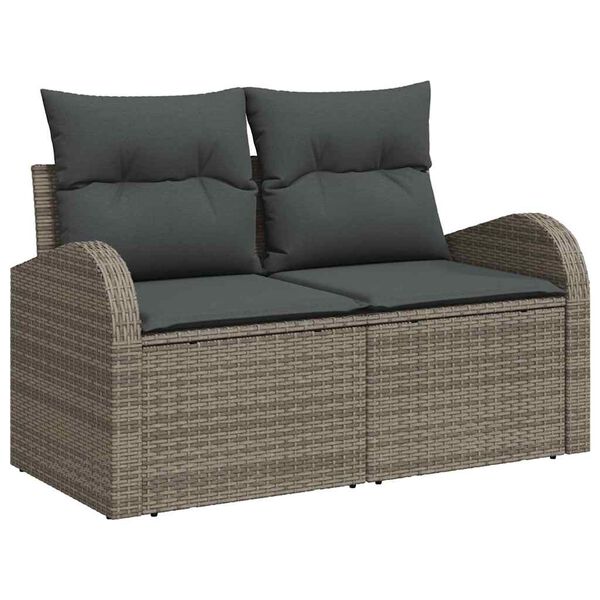 vidaXL Conjunto de Sof&aacute; de Jardim 9 pcs Cinzeto Rattan Sint&eacute;tico