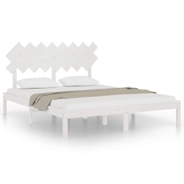vidaXL Estrutura de cama 160x200 cm madeira maci&ccedil;a branco