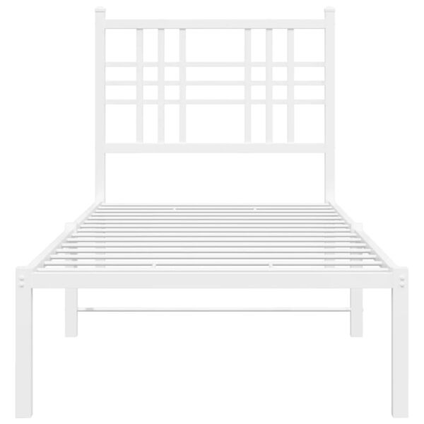 vidaXL Estrutura de cama sem colch&atilde;o com cabeceira 75x190 cm branco