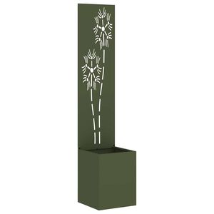 vidaXL Tela de Privacidade para Jardim Floral Verde-oliva 32 x 140 cm