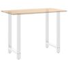 vidaXL P&eacute;s para mesa de bar , 2 pe&ccedil;as, 60x (100-101) cm, branco, a&ccedil;o