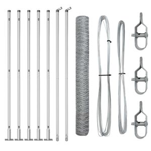 vidaXL Poste de Cerca Prateado