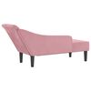 vidaXL Chaise longue com almofadões veludo rosa