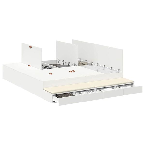 vidaXL Estrado de cama com arruma&ccedil;&atilde;o Branco 200 cm Madeira processada