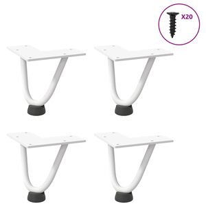 vidaXL Pernas de grampo para mesa de centro 4 pe&ccedil;as, branco, 10 cm, a&ccedil;o maci&ccedil;o