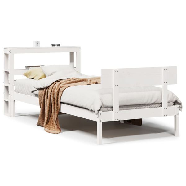 vidaXL Cama sem colch&atilde;o 75x190 cm madeira de pinho maci&ccedil;a branco