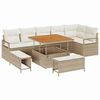 vidaXL Conjunto de Sof&aacute; de Jardim 9 pcs Bege Rattan Sint&eacute;tico