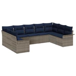 vidaXL Conjunto de Sof&aacute; de Jardim 9 unid. Cinzeto vime PE