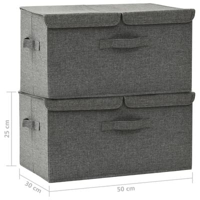 vidaXL Caixas de arrumação 2 pcs 50x30x25 cm tecido antracite