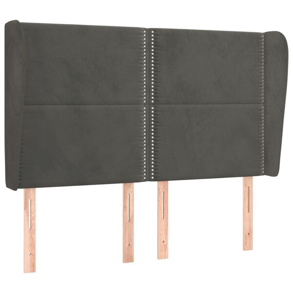 vidaXL Cabeceira cama c/ abas veludo 147x23x118/128 cm cinzento-escuro